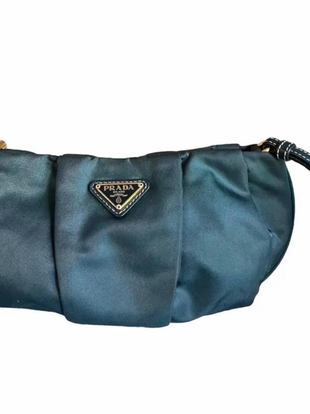 Prada Dark Teal Nylon Mini Shoulder Bag with Logo
